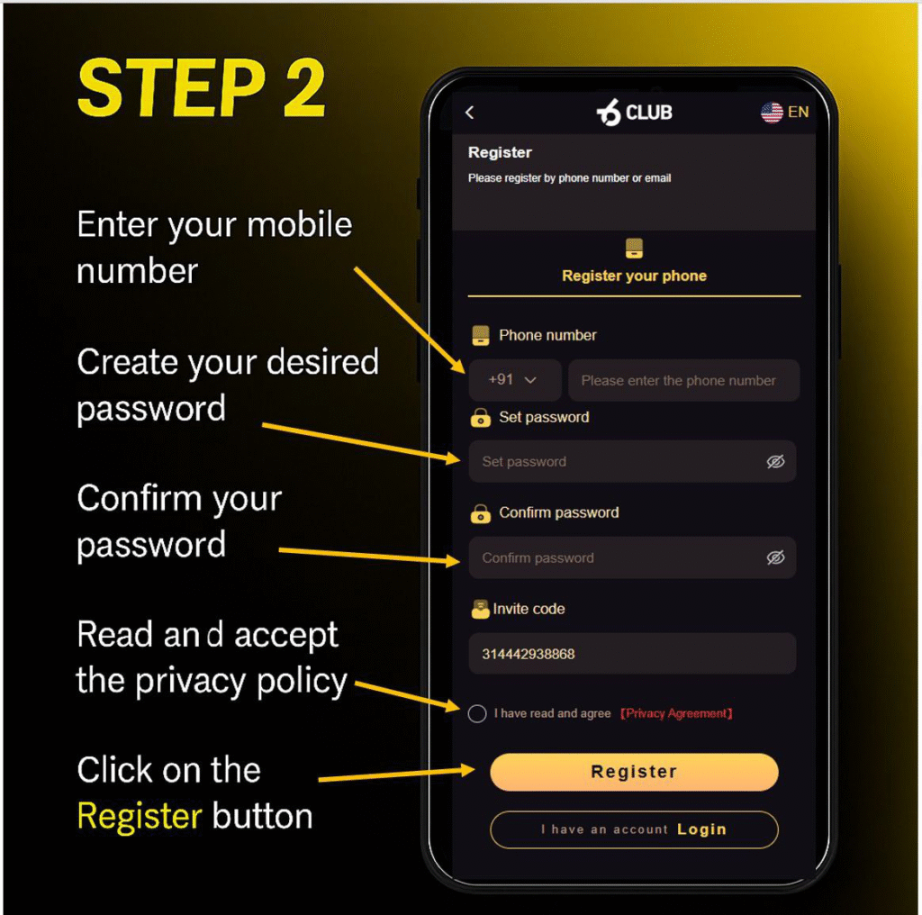 6 Club register page